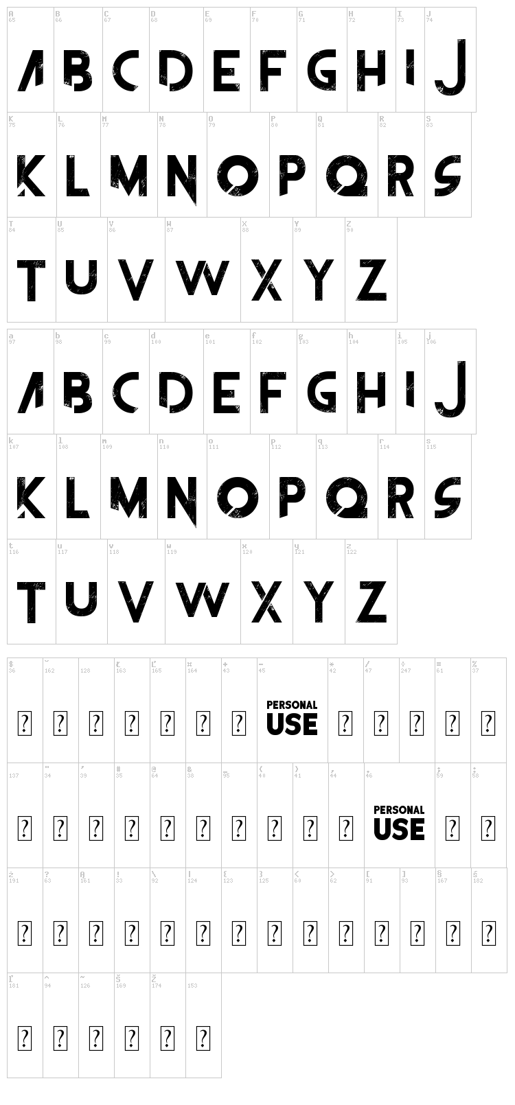 The Frontman font map